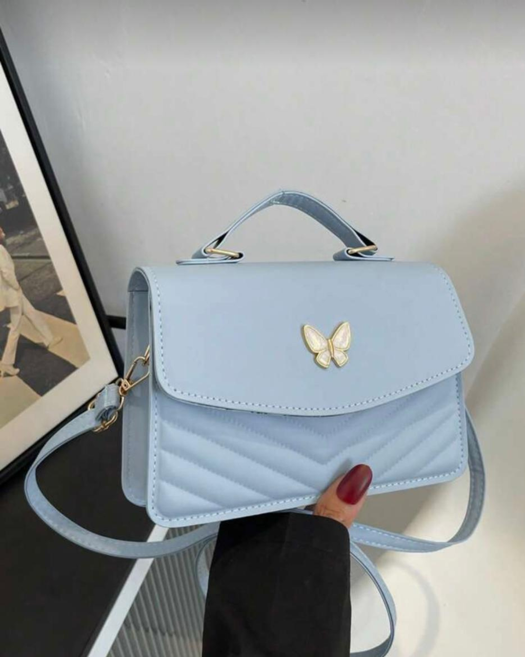 Elegant embossed squre crossbody bag